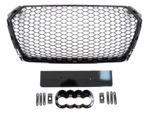 Frontgrill egnet til Audi A4 B9 8W (2016-2018) Sedan Avant RS Design i blank sort