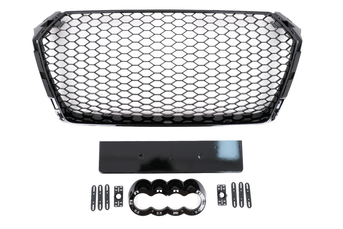 Frontgrill egnet til Audi A4 B9 8W (2016-2018) Sedan Avant RS Design i blank sort