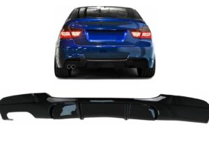 Bageste kofanger diffuser venstre dobbeltudgang egnet til BMW 3 Serie E90 E91 (2004-2012) M Design i klaversort.