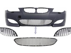 Pakke med frontbumper, nederste centrale og sidegrill, der passer til BMW 5-serie E60 E61 (2003-2010) M5 design.