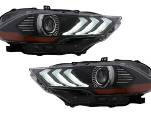 LED-forlygter velegnet til Ford Mustang VI Facelift (2018-2022) Sorte dynamiske blinklys RGB DRL
