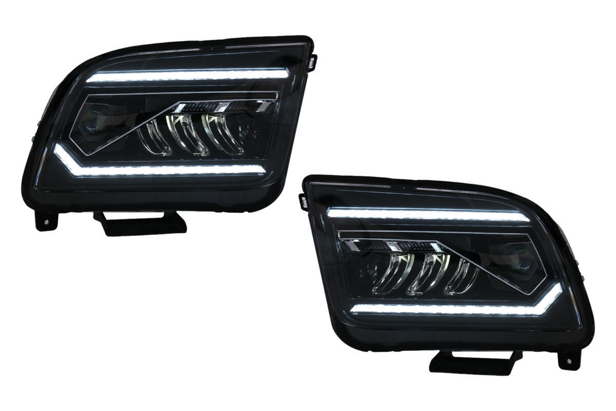 LED-forlygter velegnet til Ford Mustang V Pre-Facelift (2005-2009) Sorte dynamiske sekventielle blinklys