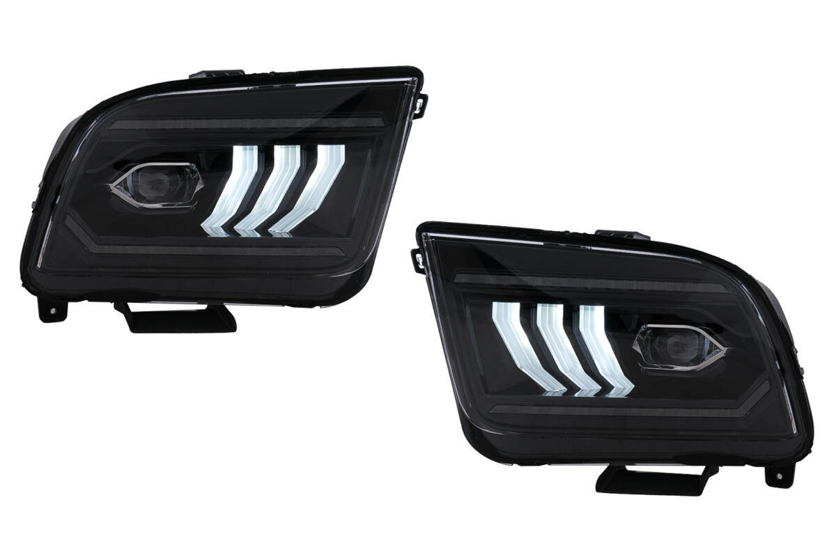 LED-forlygter velegnet til Ford Mustang V Pre-Facelift (2005-2009) Sorte dynamiske sekventielle blinklys