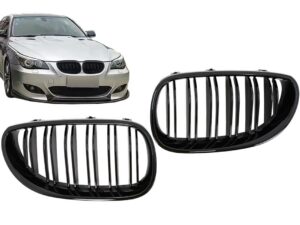 Centrale nyregriller velegnet til BMW 5 Serie E60 E61 (2003-2010) Dobbeltstribe Klaver Sort