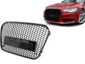 Frontgrill uden emblem egnet til Audi A6 C7 4G (2011-10.2014) Skinnende sort