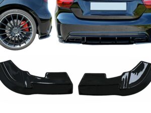 Bageste kofanger side splittere finner velegnet til Mercedes A-Klasse W176 Sport Line A45 Hatchback (2012-2018) i klaversort.