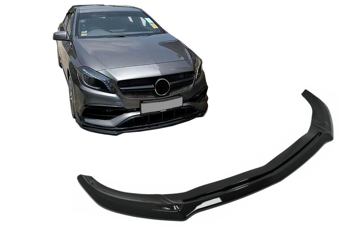 Frontskørtsforlængelse egnet til Mercedes A-Class W176 AMG Facelift (2015-2018) i klaverlakeret sort.