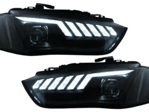 LED DRL-forlygter til Audi A4 B8.5 Facelift (2012-2015) med dynamisk sekventiel blinklys i sort