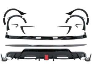Aero Body Kit Forlængelse egnet til Tesla Model 3 (2017-2022) Bumper Lip Air Diffuser og Hjulbuer i Klaversort