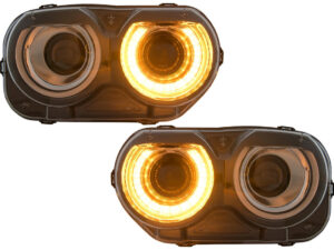 LED-forlygter velegnet til Dodge Challenger (2015-2023) Sorte RGB-lys
