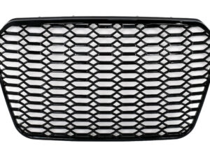 Badgefri centralkølergrill egnet til Audi A6 C7 4G (2011-2014) Skinnende sort