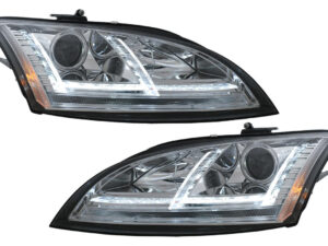 LED DRL Xenon Forlygter egnet til Audi TT 8J (2006-2010) Dynamisk Sekventiel Blinklys Chrome