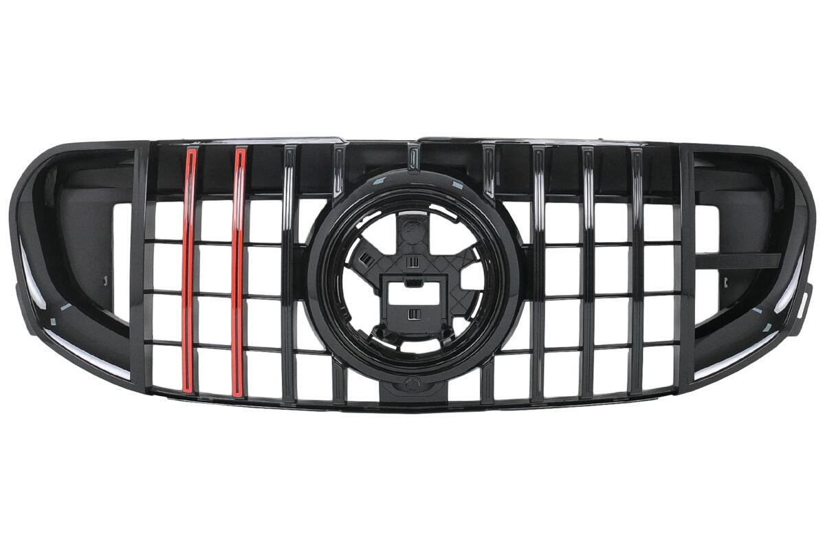 Frontgrill med rød indsats, der passer til Mercedes GLS SUV X167 (2019-2023) GTR Design