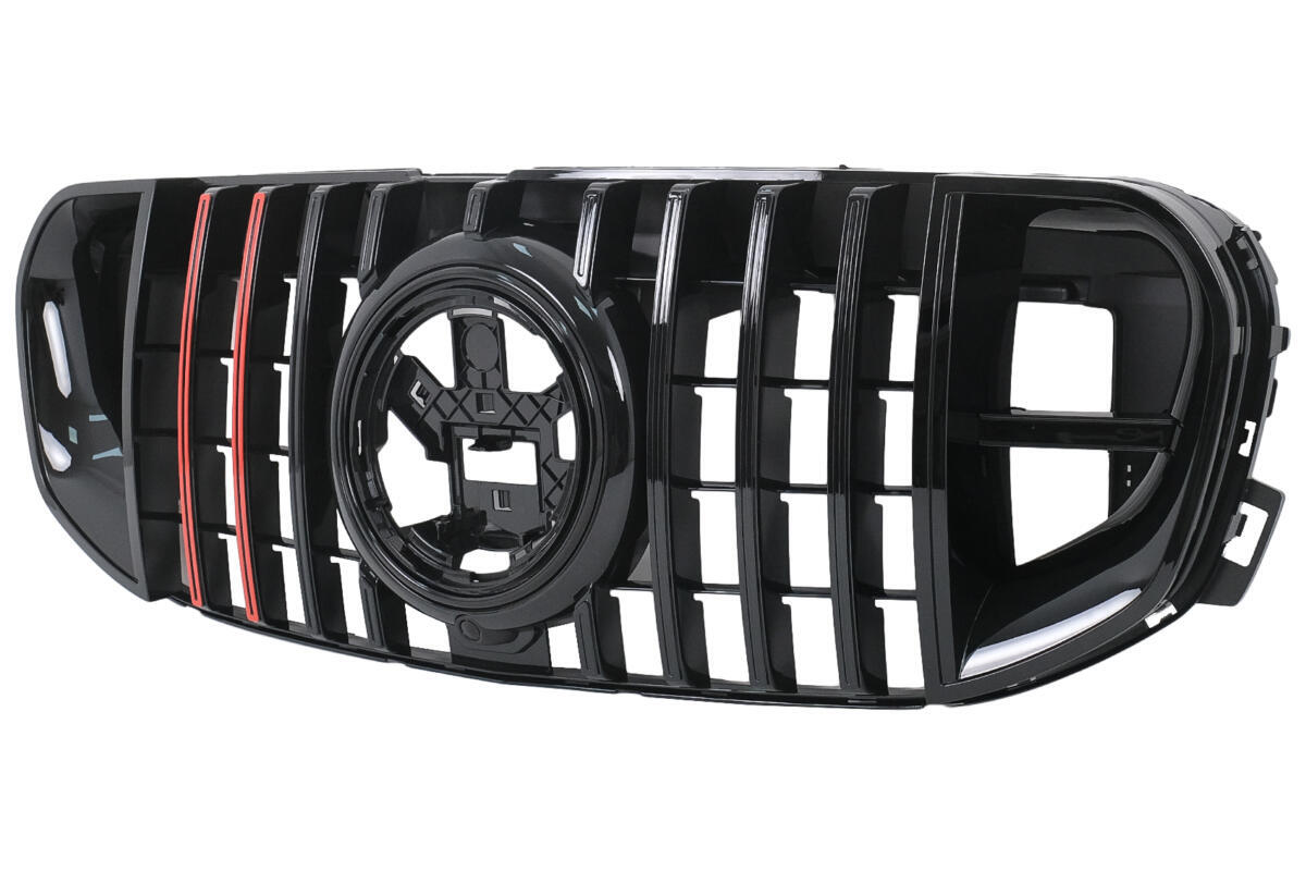 Frontgrill med rød indsats, der passer til Mercedes GLS SUV X167 (2019-2023) GTR Design - Billede 2