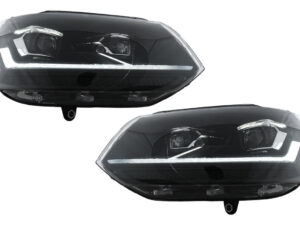 Fuldt LED DRL-forlygter velegnede til VW Transporter Caravelle Multivan T5.1 Facelift (2010-2015) Sort