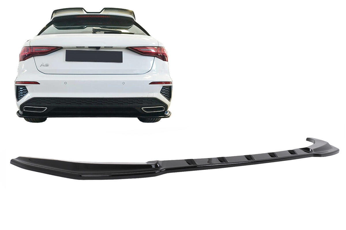 Bageste kofanger forlængelse splitter velegnet til Audi A3 8Y S-Line (2020-2024) Sportback i sort