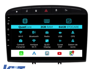 Navigation til Peugeot 308, 408 (2008-2013), 9 Tommer, 2Gb RAM, 64Gb Lager, Carplay