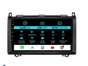 Navigation til Mercedes Vito, Sprinter, Viano B200 A B Klasse (2005-2012), 9 Tommer, 2Gb RAM, 64Gb Lager, Carplay