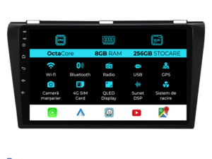 Navigation til Mazda 3, (2003-2009), 9 tommer, 8GB RAM, 256GB lager, Carplay