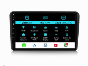 Navigation til Audi A3 8P (2003 - 2013) 9 Tommer, 1Gb RAM, 32Gb lager, CarPlay