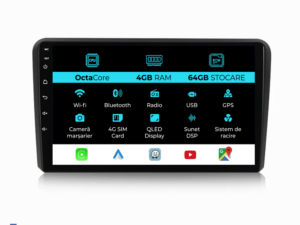 Navigation til Audi A3 8P (2003 - 2013) 9 Tommer, 4Gb RAM, 64Gb lager, CarPlay