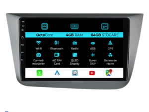 Navigation til Seat, Altea (2004 - 2015), 9 tommer, 4Gb RAM, 64Gb lager, Carplay