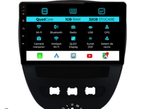 Navigation til Peugeot 107, Citroen C1, Toyota Aygo (2005 - 2015), 10 tommer, 1Gb RAM, 32Gb lager, Carplay