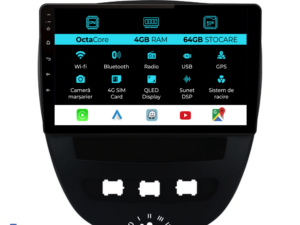 Navigation til Peugeot 107, Citroën C1, Toyota Aygo (2005 - 2015), 10 tommer, 4GB RAM, 64GB lager, Carplay