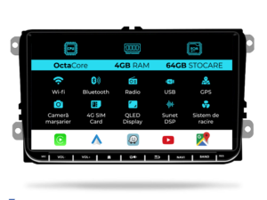 Navigation til Volkswagen, 9 tommer, 4Gb RAM, 64Gb lager, Carplay.
