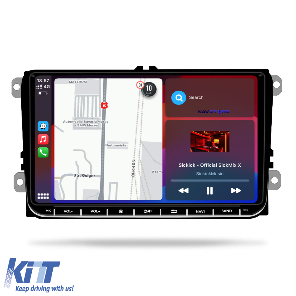 Navigation til Volkswagen, 9 tommer, 4Gb RAM, 64Gb lager, Carplay. - Billede 3