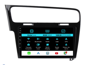 Navigation til Volkswagen Golf 7 (2013-2020), 10 tommer, 6 GB RAM, 128 GB lager, Carplay