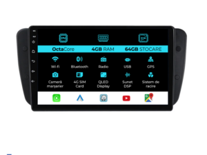 Navigation til Seat Ibiza, (2008-2016), 9 tommer, 4 GB RAM, 64 GB lager, Carplay.