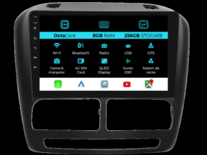Navigation til Fiat Doblo, (2010-2015), 10 tommer, 8GB RAM, 256GB lager, Carplay