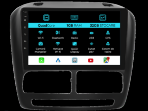 Navigation til Fiat Doblo, (2010-2015), 10 tommer, 1 GB RAM, 32 GB lager, Carplay