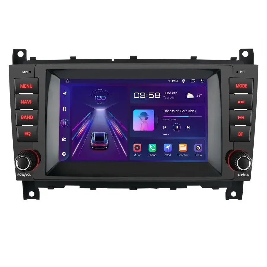 Navigation til Mercedes Benz C-Klasse W203, CLS W219, CLK W209 (2004 - 2011), Android, 7 tommer, 4Gb RAM, 64Gb lager, Bluetooth, WiFi