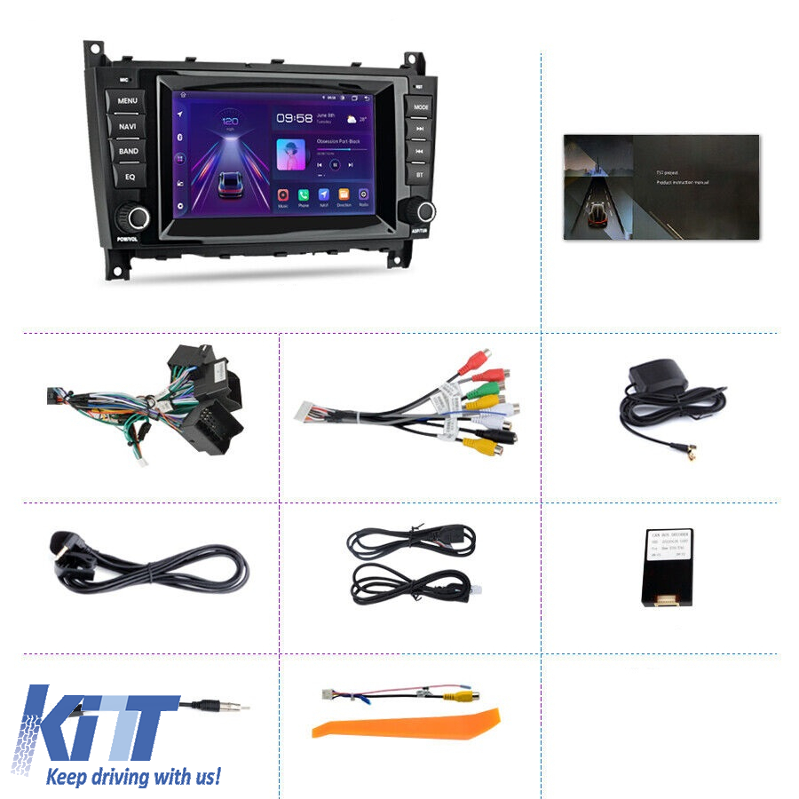 Navigation til Mercedes Benz C-Klasse W203, CLS W219, CLK W209 (2004 - 2011), Android, 7 tommer, 4Gb RAM, 64Gb lager, Bluetooth, WiFi - Billede 3
