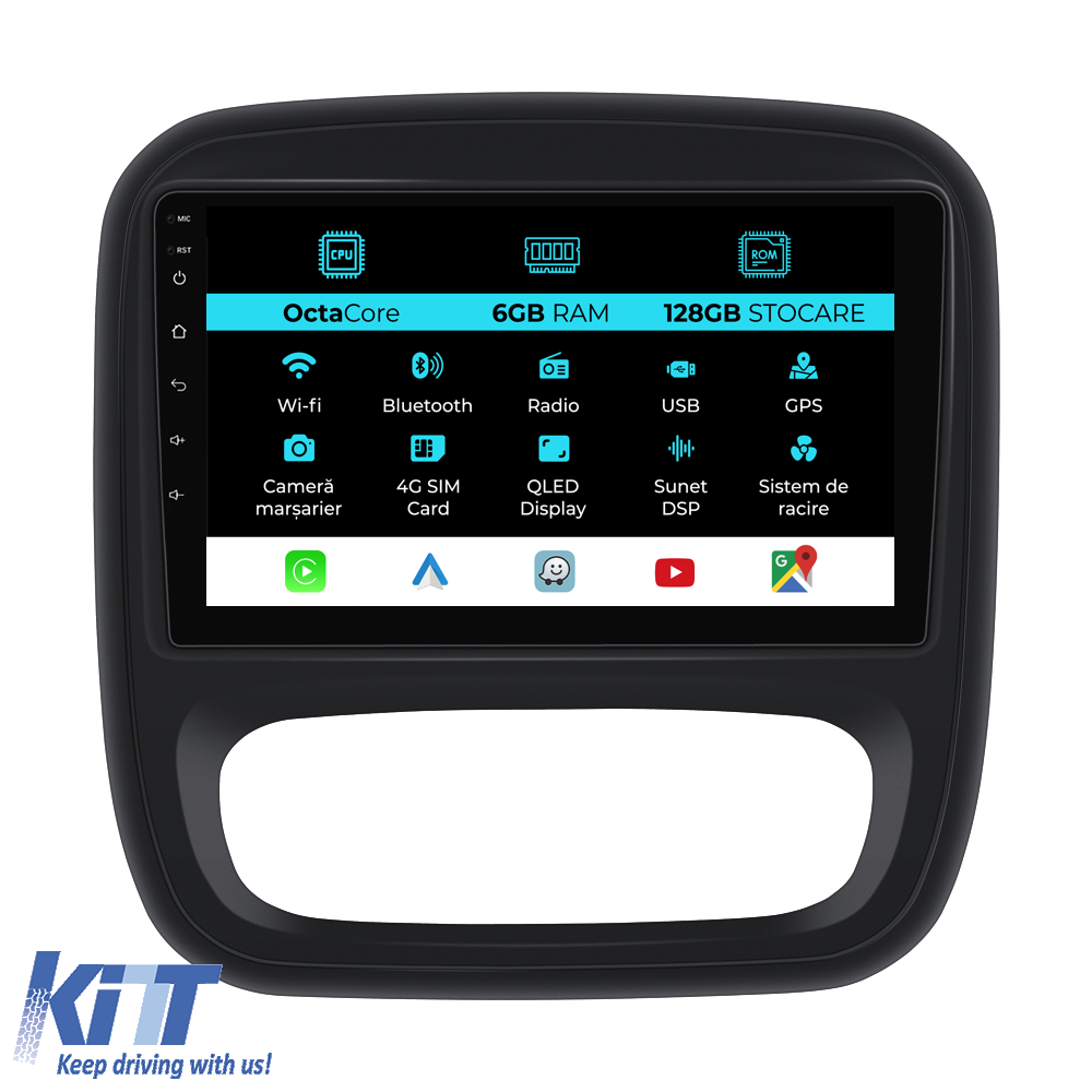 Navigation til Opel Vivaro, Renault Trafic, Fiat Talento (2014 - 2018), 9 tommer, 6Gb RAM, 128Gb lager, Carplay