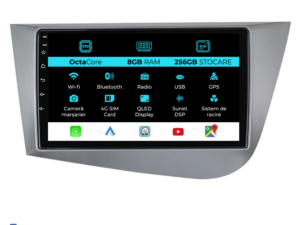 Navigation til Seat Leon Mk2 (2005-2012), 9 tommer, 8GB RAM, 256GB lager, Carplay