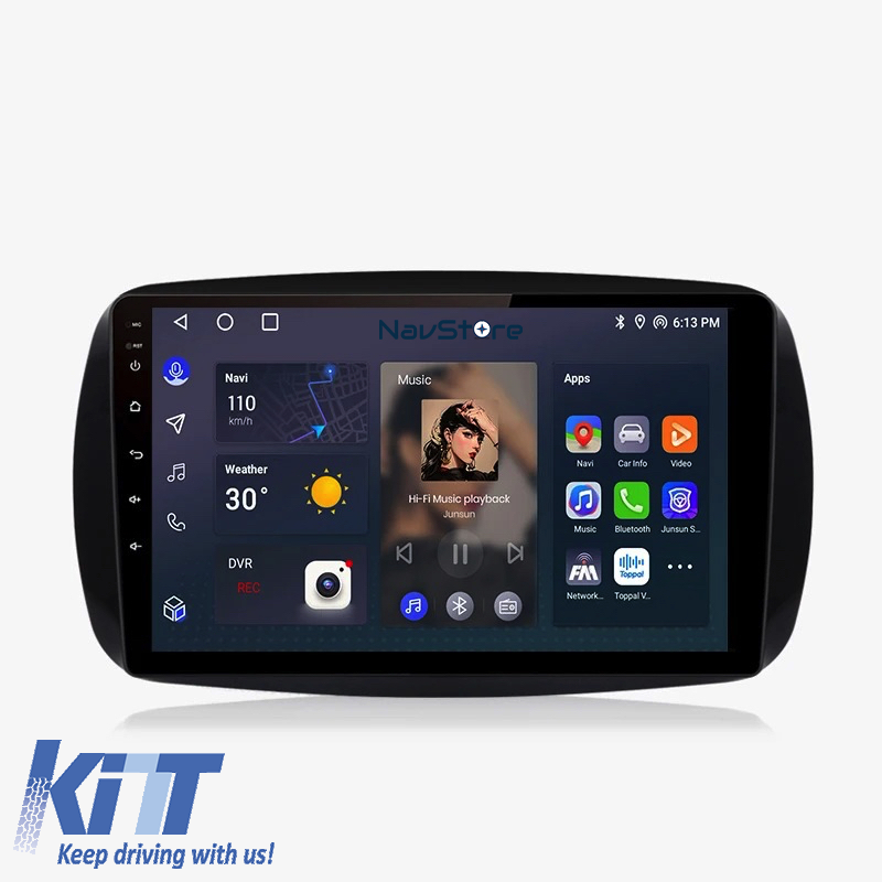 Navigation til Android Dedikeret Smart For Two (2016-2021) For Four (2016-2021), 9 Tommer, 4Gb Ram, 64Gb Lager, Carplay.