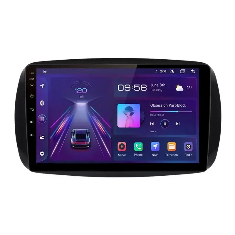 Navigation til Android Dedikeret Smart For Two (2016-2021) For Four (2016-2021), 9 Tommer, 4Gb Ram, 64Gb Lager, Carplay. - Billede 2