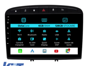 Navigation til Peugeot 308, 408 (2008-2013), 9 Tommer, 6Gb RAM, 128Gb Lager, Carplay