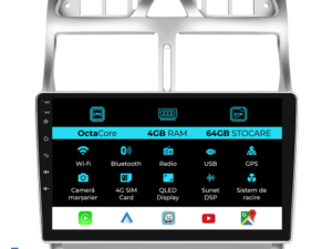 Navigation til Peugeot 307, (2000-2013), 9 tommer, 4Gb RAM, 64Gb lager, Carplay