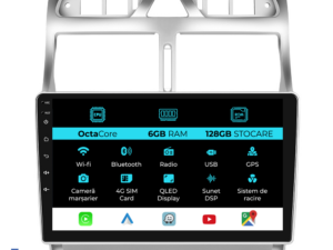 Navigation til Peugeot 307 (2000-2013), 9 tommer, 6Gb RAM, 128Gb lager, Carplay