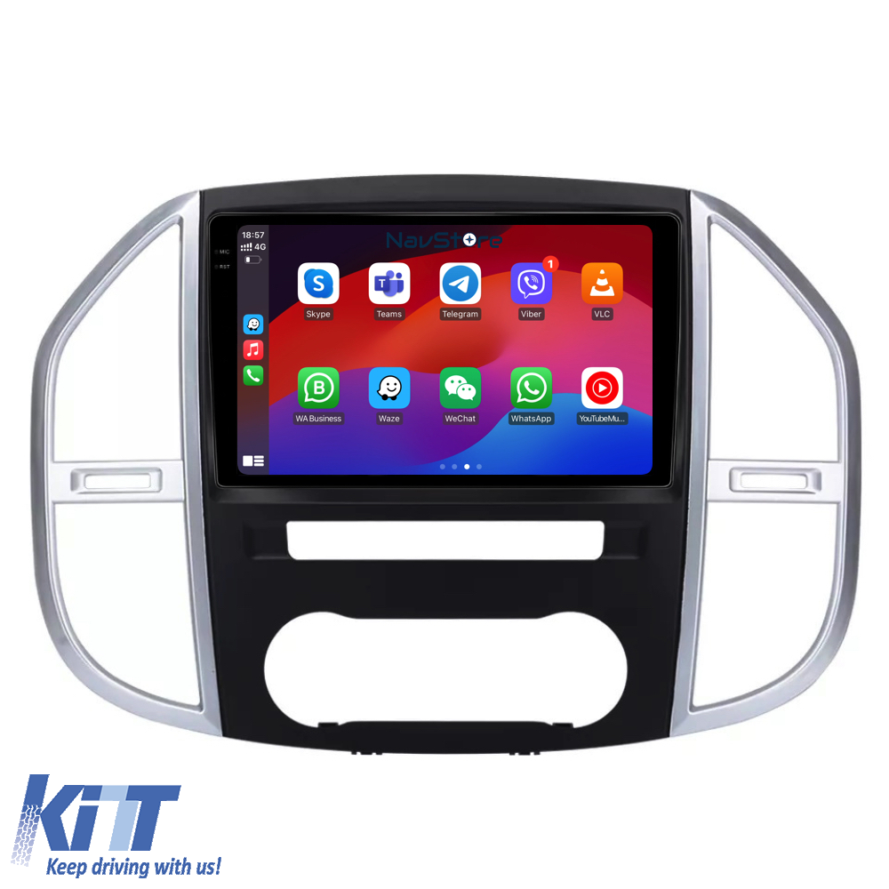 Navigation til Mercedes Vito W447 (2014-2021), 2K skærm, 4Gb RAM, 64Gb lager, Bluetooth, WiFi, Carplay