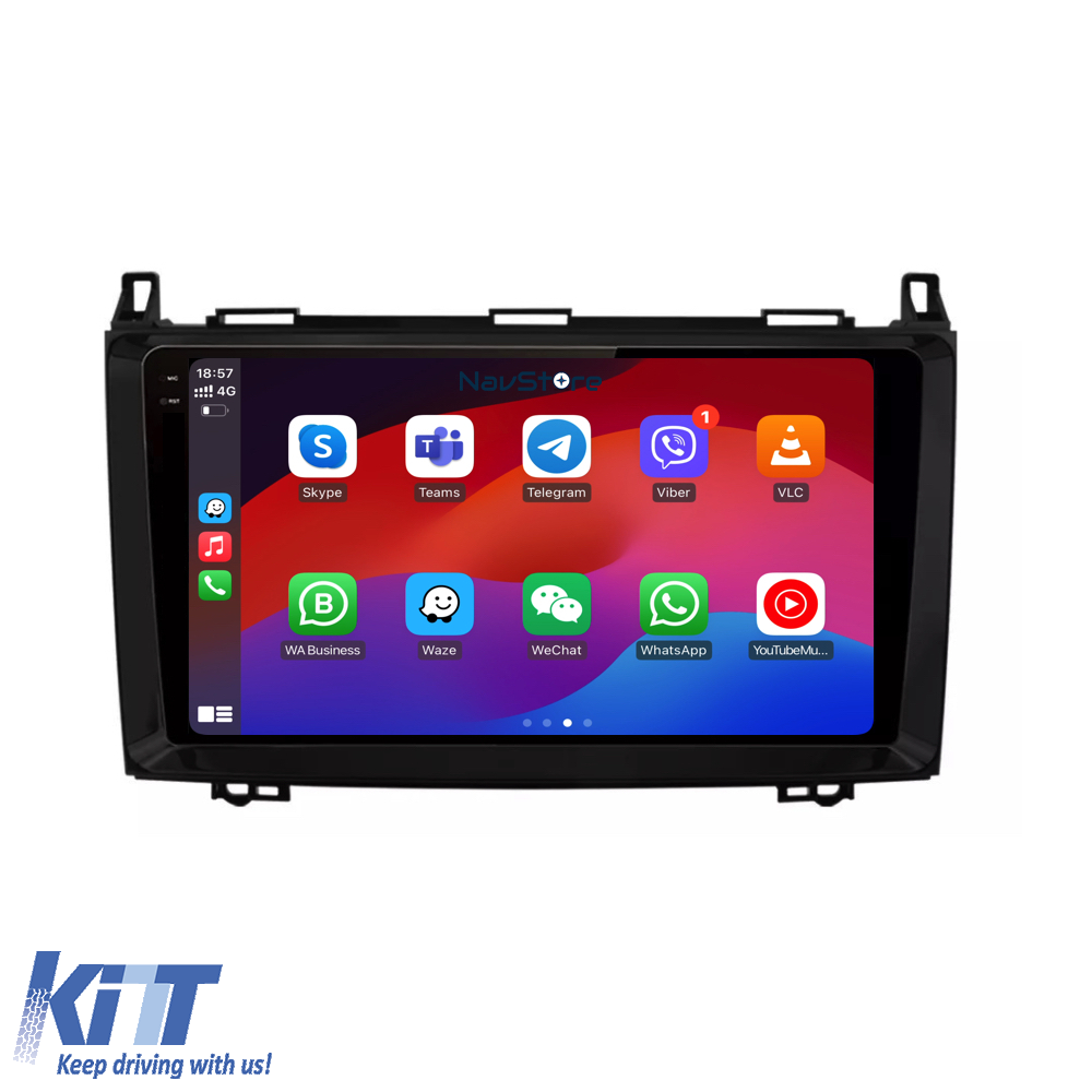 Navigation til Mercedes Vito, Sprinter, Viano, B200 A B-klasse, Android, 2K display, 4GB RAM, 64GB lager, Bluetooth, WiFi, Carplay