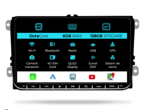 Navigation til Volkswagen, Android, 9 tommer, 6Gb RAM, 128Gb lager, Bluetooth, WiFi, Waze, Canbus