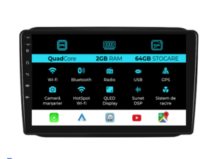 Navigation til Skoda Fabia, (2007-2014), 10 Tommer, 2Gb RAM, 64Gb Lager, Carplay