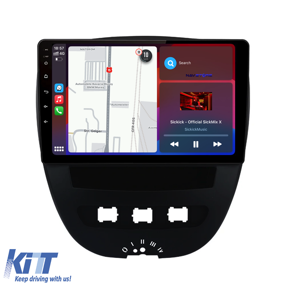 Navigation til Peugeot 107, Citroën C1, Toyota Aygo (2005 - 2015), 10 tommer, 6Gb RAM, 128Gb lager, Carplay - Billede 3