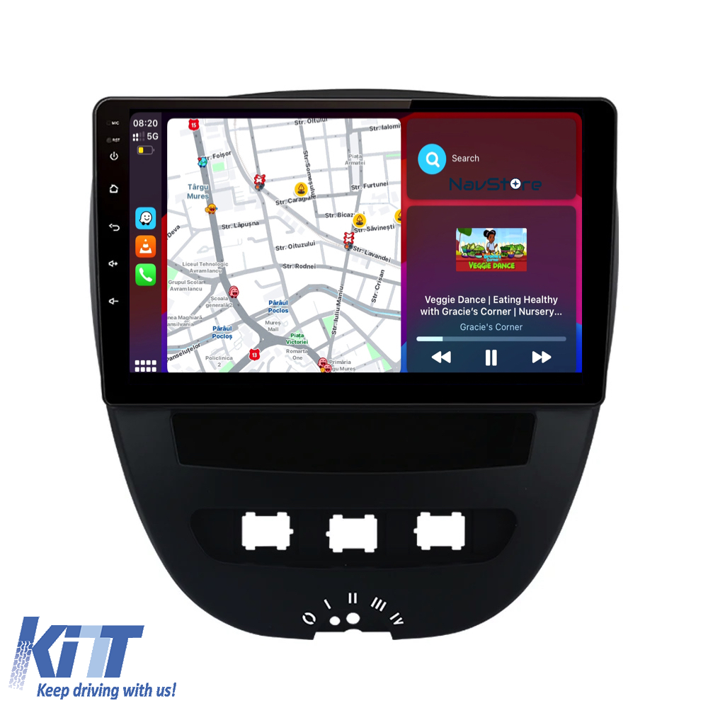 Navigation til Peugeot 107, Citroën C1, Toyota Aygo (2005 - 2015), 10 tommer, 4GB RAM, 64GB lager, Bluetooth, WiFi, Carplay - Billede 2