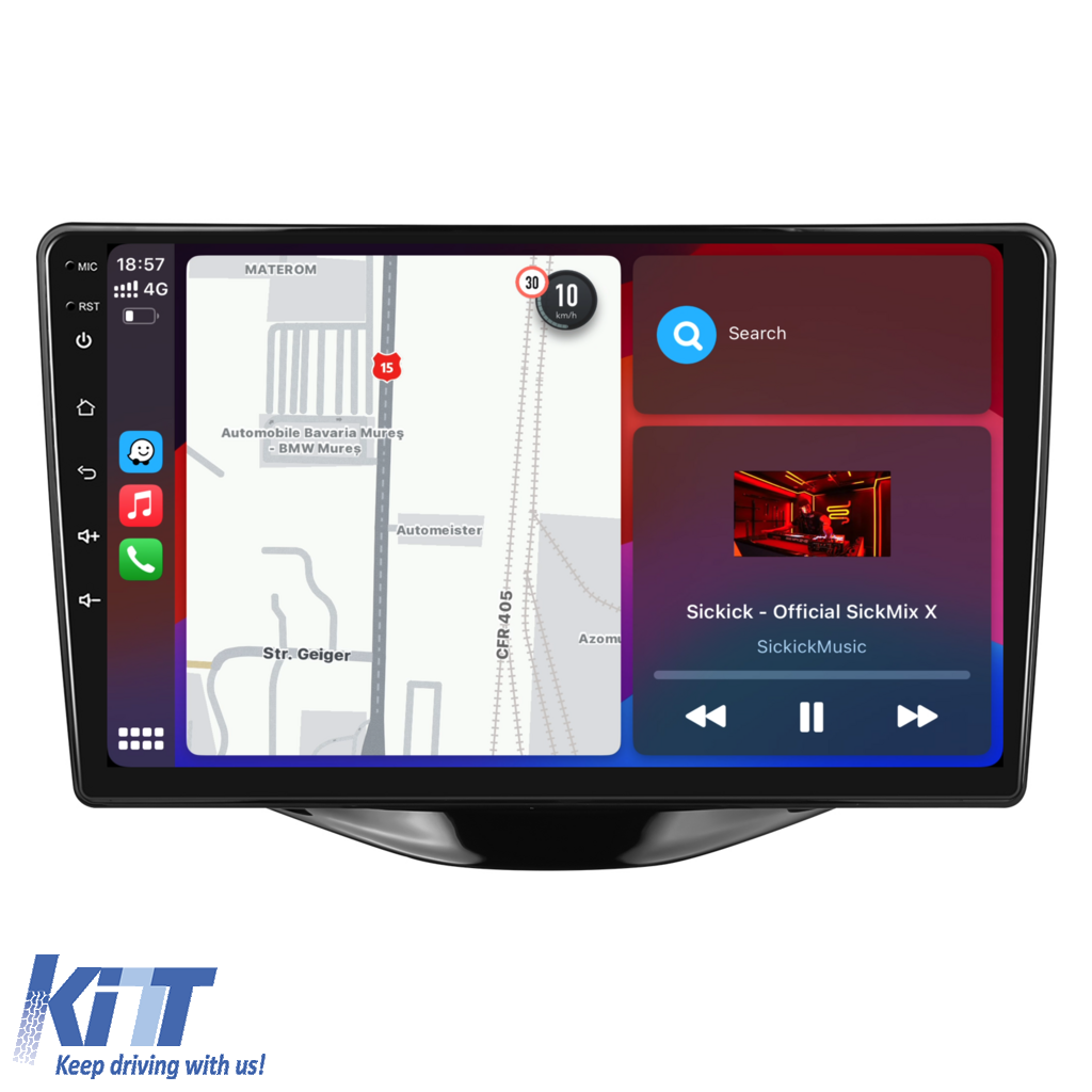 Navigation til Peugeot 107, Citroën C1, Toyota Aygo (2014 - 2022), 9 tommer, 1 GB RAM, 32 GB lager, Carplay. - Billede 3